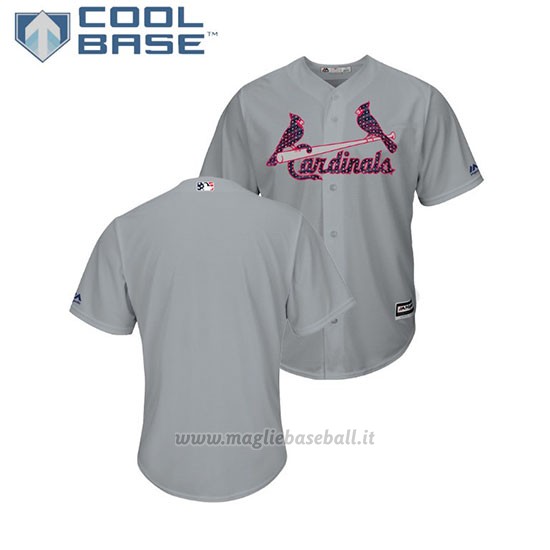 Maglia Baseball Uomo St. Louis Cardinals 2018 Stars & Stripes Cool Base Grigio